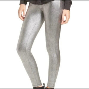 Nordstrom Metallic Silver Speckled Leggings with Wide Elastic Waistband - Medium